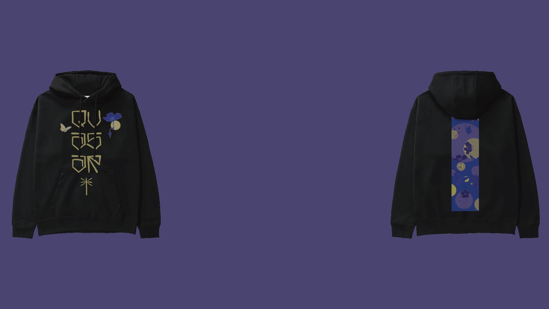 Person wearing the Flutterbloom Hoodie in a stylized setting